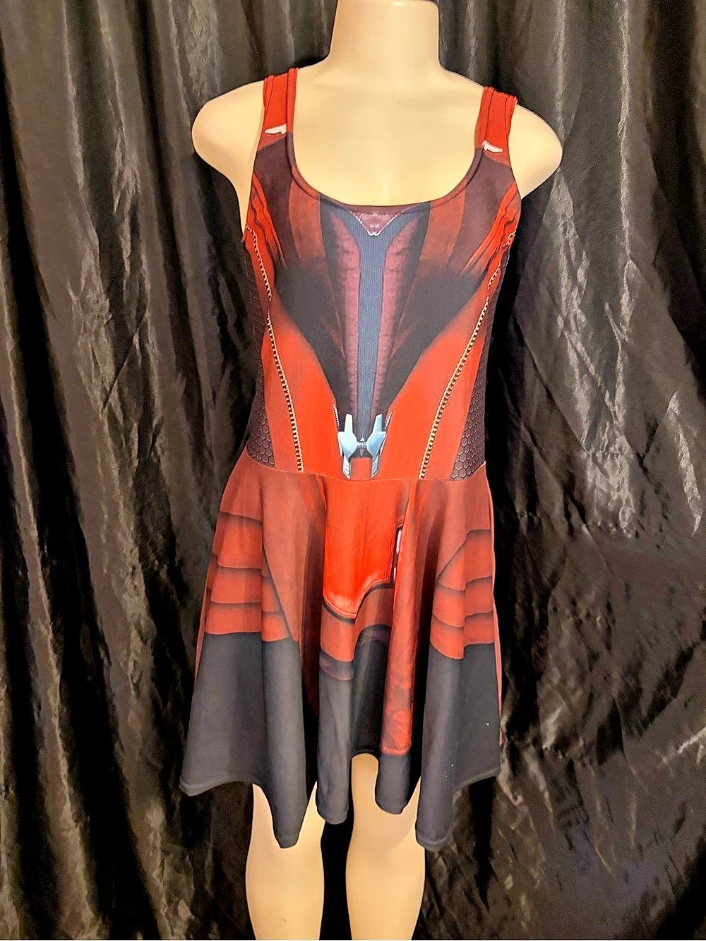 Kawaii Dress Shop Scarlet Witch Inspired Skater Dress Red & Black Medium
